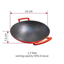 Load image into Gallery viewer, Alda Enamelled Cast Iron Wok Pan With Glass Lid 24 Cm (5065324298371)