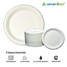 Load image into Gallery viewer, Advantech 9" Round Bagasse Plate 100% COMPOSTABLE and ECO Friendly Pack of 10 (5065351364739)