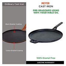 Load image into Gallery viewer, Meyer Pre Seasoned Cast Iron Flat Dosa Tawa, 28cm Black (5065327509635)