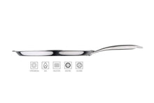 Load image into Gallery viewer, Bergner Hitech-3 Prism Induction Base Non-Stick Stainless Steel Tawa, 28cm X 2cm, Silver:- Abizon (5065353887875)