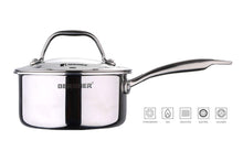 Load image into Gallery viewer, Bergner Hitech Prism Saucepan 14Cm X 7Cm with Lid (Stainless Steel, Non-Stick, Induction Bottom) Silver:- Abizon (5065355985027)