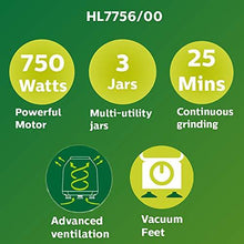 Load image into Gallery viewer, Philips HL7756/00 Mixer Grinder, 750W, 3 Jars (Black) (5065331015811)