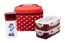 Load image into Gallery viewer, Lock & Lock Plastic Lunch Box with Polka Bag Set, 4-Pieces, Red (5065370861699)