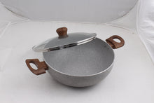 Load image into Gallery viewer, Krav Non-Stick Kadhai with see through lid - 24 cm, Granite (5065322070147)