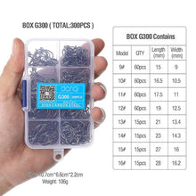 Load image into Gallery viewer, DONQL 300pcs/Box High Carbon Steel Fishing hooks Mixed Size Barbed jig hook Carp Fishing Jig Head for Fly fishing Accessories (4956977660035)