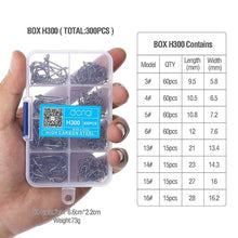 Load image into Gallery viewer, DONQL 300pcs/Box High Carbon Steel Fishing hooks Mixed Size Barbed jig hook Carp Fishing Jig Head for Fly fishing Accessories (4956977660035)