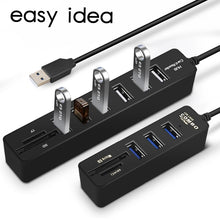 Load image into Gallery viewer, USB Hub 3.0 Multi USB 3.0 Hub USB Splitter High Speed 3 6 Ports 2.0 Hab TF SD Card Reader All In One For PC Computer Accessories (4956985458819)