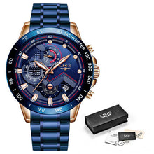 Load image into Gallery viewer, LIGE 2020 New Fashion Mens Watches with Stainless Steel Top Brand Luxury Sports Chronograph Quartz Watch Men Relogio Masculino (4956896755843)