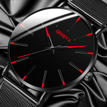 Load image into Gallery viewer, Luxury Fashion Mens Minimalist Watches Ultra Thin black Stainless Steel Mesh Band Watch Men Business Casual Analog Quartz clock (4956897935491)
