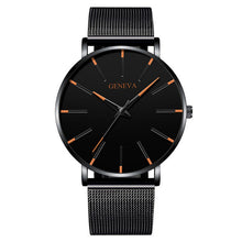 Load image into Gallery viewer, Luxury Fashion Mens Minimalist Watches Ultra Thin black Stainless Steel Mesh Band Watch Men Business Casual Analog Quartz clock (4956897935491)