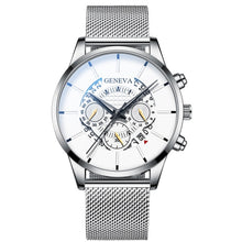 Load image into Gallery viewer, Luxury Men's Fashion Business Calendar Watches Blue Stainless Steel Mesh Belt Analog Quartz Watch relogio masculino (4956896985219)