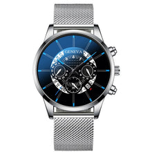 Load image into Gallery viewer, Luxury Men's Fashion Business Calendar Watches Blue Stainless Steel Mesh Belt Analog Quartz Watch relogio masculino (4956896985219)