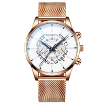 Load image into Gallery viewer, Luxury Men's Fashion Business Calendar Watches Blue Stainless Steel Mesh Belt Analog Quartz Watch relogio masculino (4956896985219)