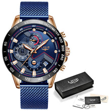 Load image into Gallery viewer, LIGE Fashion Mens Watches Top Brand Luxury WristWatch Quartz Clock Blue Watch Men Waterproof Sport Chronograph Relogio Masculino (4956896821379)