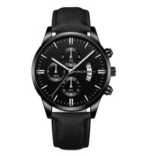 Load image into Gallery viewer, Reloj hombre luxe hommes montre de mode Sport montre-bracelet boîtier en alliage bracelet en cuir montre à Quartz affaires montre-bracelet calendrier horloge (4956896854147)