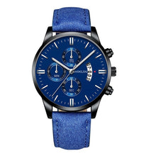 Load image into Gallery viewer, Reloj hombre luxe hommes montre de mode Sport montre-bracelet boîtier en alliage bracelet en cuir montre à Quartz affaires montre-bracelet calendrier horloge (4956896854147)