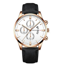 Load image into Gallery viewer, Reloj hombre luxe hommes montre de mode Sport montre-bracelet boîtier en alliage bracelet en cuir montre à Quartz affaires montre-bracelet calendrier horloge (4956896854147)