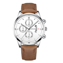Load image into Gallery viewer, Reloj hombre luxe hommes montre de mode Sport montre-bracelet boîtier en alliage bracelet en cuir montre à Quartz affaires montre-bracelet calendrier horloge (4956896854147)