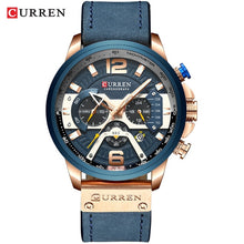 Load image into Gallery viewer, CURREN Casual Sport Watches for Men Blue Top Brand Luxury Military Leather Wrist Watch Man Clock Fashion Chronograph Wristwatch (4956897837187)
