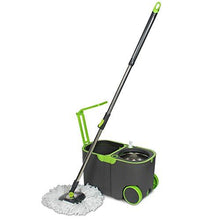 Load image into Gallery viewer, WOTRA Plastic Standard Prime Spin Bucket mop with Easy Wheels for Magic 360 Degree Cleaning and 3 Refills (Green/Grey, Large) (5065328328835)
