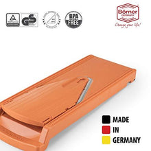 Load image into Gallery viewer, Borner V3 TrendLine Food and Vegetable Slicer with Slicer Insert, 3.5mm and 7mm Blade, Food Safety Holder, Storage Box (Orange) (5065353494659)
