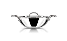 Load image into Gallery viewer, Stahl Triply Stainless Steel Artisan Kadhai with Lid, 4328, 28cm, 1-Piece, Silver (5065364242563)
