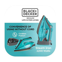 Load image into Gallery viewer, Black+Decker BD BXIR2201IN 2200-Watt Cord &amp; Cordless Steam Iron (Green) (5065331671171)
