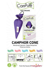 Load image into Gallery viewer, CamPure Camphor Cone, 45 Days Scent for Cars, Room Freshener with Mosquito Repellent Properties (Lavender) (5065351725187)
