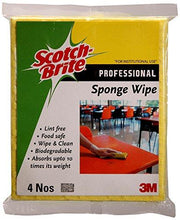 Load image into Gallery viewer, 3M Scotch Brite Professional Cellulose Sponge Wipe (15 cm x 18 cm), Yellow, Pack of 4 pieces (5065349136515)
