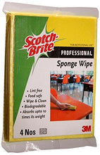 Load image into Gallery viewer, 3M Scotch Brite Professional Cellulose Sponge Wipe (15 cm x 18 cm), Yellow, Pack of 4 pieces (5065349136515)
