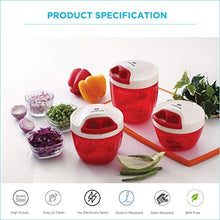 Load image into Gallery viewer, Homecare Mars Kitchen master 3.0 Quadra Blades Vegetable Chopper - Beater with Convenient Pull Cord Mechanism attached Lid and BPA free Plastic Container - 900 ML [Black] (5065327018115)
