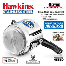 Load image into Gallery viewer, Hawkins Stainless Steel Pressure Cooker, 6 litres, Silver (5065325379715)
