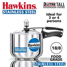 Load image into Gallery viewer, Hawkins Stainless Steel Tall Pressure Cooker, 3 Litres, Silver (5065326461059)
