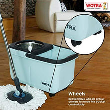 Load image into Gallery viewer, WOTRA Easywring E Quick Deluxe Spin Cleaning Bucket Mop with Easy Wheels with 3 Refills (Aqua ) S335 (5065328394371)
