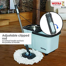 Load image into Gallery viewer, WOTRA Easywring E Quick Deluxe Spin Cleaning Bucket Mop with Easy Wheels with 3 Refills (Aqua ) S335 (5065328394371)
