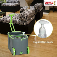 Load image into Gallery viewer, WOTRA Plastic Standard Prime Spin Bucket mop with Easy Wheels for Magic 360 Degree Cleaning and 3 Refills (Green/Grey, Large) (5065328328835)
