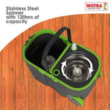 Load image into Gallery viewer, WOTRA Plastic Standard Prime Spin Bucket mop with Easy Wheels for Magic 360 Degree Cleaning and 3 Refills (Green/Grey, Large) (5065328328835)
