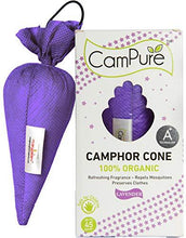 Load image into Gallery viewer, CamPure Camphor Cone, 45 Days Scent for Cars, Room Freshener with Mosquito Repellent Properties (Lavender) (5065351725187)
