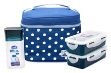Load image into Gallery viewer, Lock &amp; Lock Plastic Lunch Box with Polka Bag Set, 4-Pieces, Blue (5065370894467)
