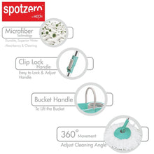 Load image into Gallery viewer, Spotzero by Milton Prime Mop with Big Wheels and Stainless Steel Wringer (Aqua green, 2 refills) (5065327804547)
