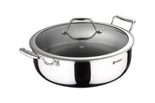 Load image into Gallery viewer, Bergner Hitech-3 Prism Induction Base Non-Stick Stainless Steel Serving Pan with Lid Set, 28Cm X 9.4Cm, Silver-Grey:- Abizon (5065354969219)
