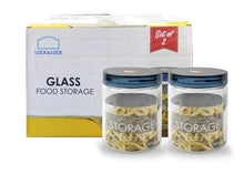 Load image into Gallery viewer, Lock &amp; Lock Glass Canister Set, 750ml, Set of 2, White and Blue (5065378136195)
