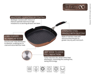 Bergner Infinity Chefs Aluminium Grill Pan, 28cm, Copper (5065355264131)