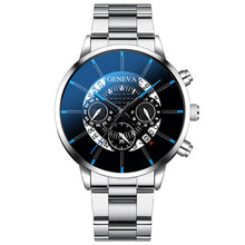 Load image into Gallery viewer, GENEVA luxury men's fashion business calendar showing blue stainless steel mesh belt analog quartz watch relogio masculino date (4956896493699)
