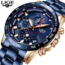Load image into Gallery viewer, LIGE 2020 New Fashion Mens Watches with Stainless Steel Top Brand Luxury Sports Chronograph Quartz Watch Men Relogio Masculino (4956896755843)
