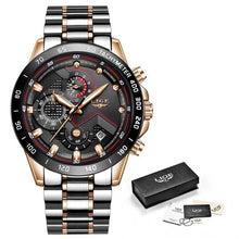 Load image into Gallery viewer, LIGE 2020 New Fashion Mens Watches with Stainless Steel Top Brand Luxury Sports Chronograph Quartz Watch Men Relogio Masculino (4956896755843)
