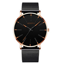 Load image into Gallery viewer, Luxury Fashion Mens Minimalist Watches Ultra Thin black Stainless Steel Mesh Band Watch Men Business Casual Analog Quartz clock (4956897935491)
