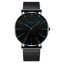 Load image into Gallery viewer, Luxury Fashion Mens Minimalist Watches Ultra Thin black Stainless Steel Mesh Band Watch Men Business Casual Analog Quartz clock (4956897935491)
