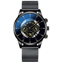 Load image into Gallery viewer, Luxury Men's Fashion Business Calendar Watches Blue Stainless Steel Mesh Belt Analog Quartz Watch relogio masculino (4956896985219)
