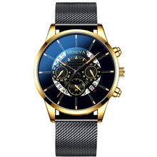 Load image into Gallery viewer, Luxury Men's Fashion Business Calendar Watches Blue Stainless Steel Mesh Belt Analog Quartz Watch relogio masculino (4956896985219)
